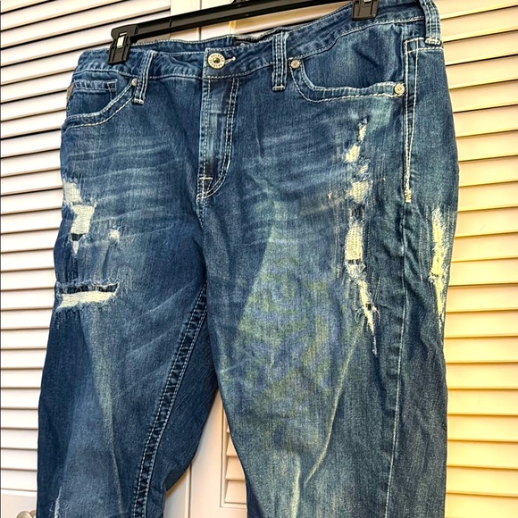 Salvage Other - Salvage Supply Co. Dark Denim Buckle Jeans 38R EUC Distressed